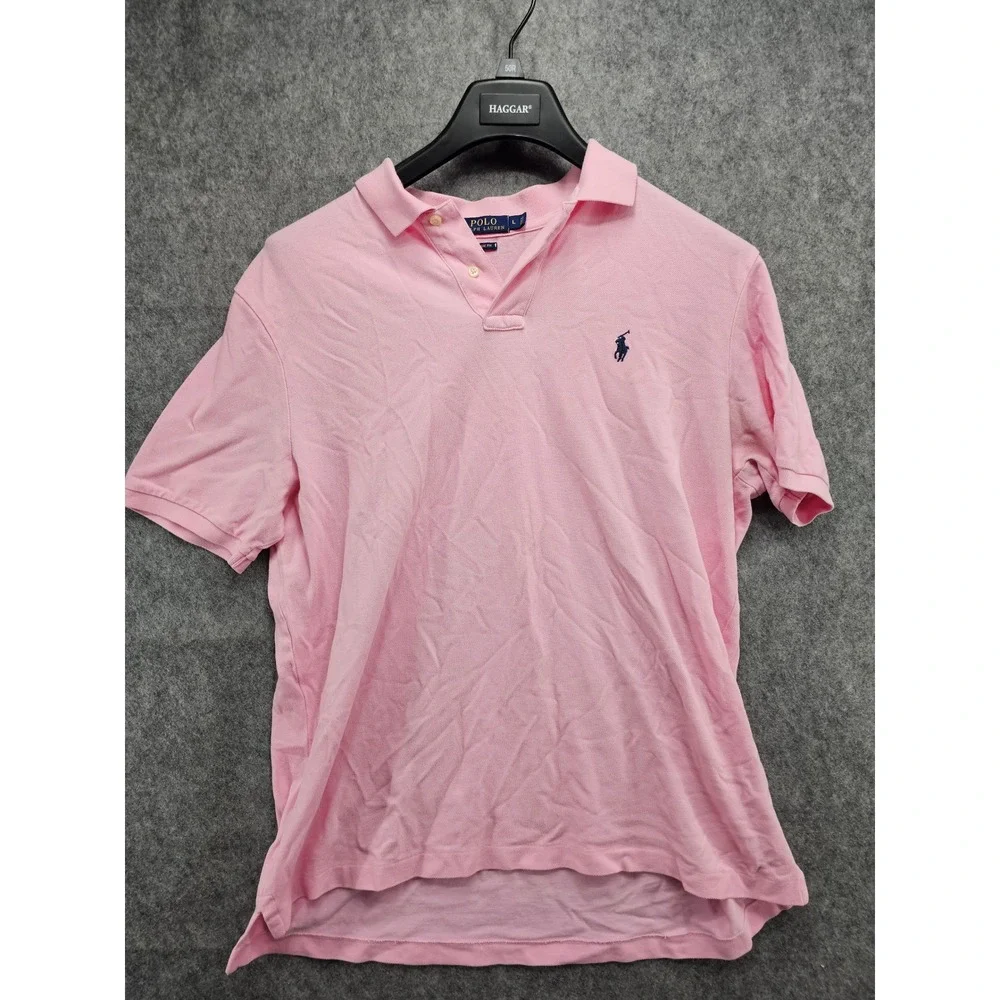Polo Ralph Lauren Mens Pink Classic Fit Short Sleeve Pique Polo Shirt Large